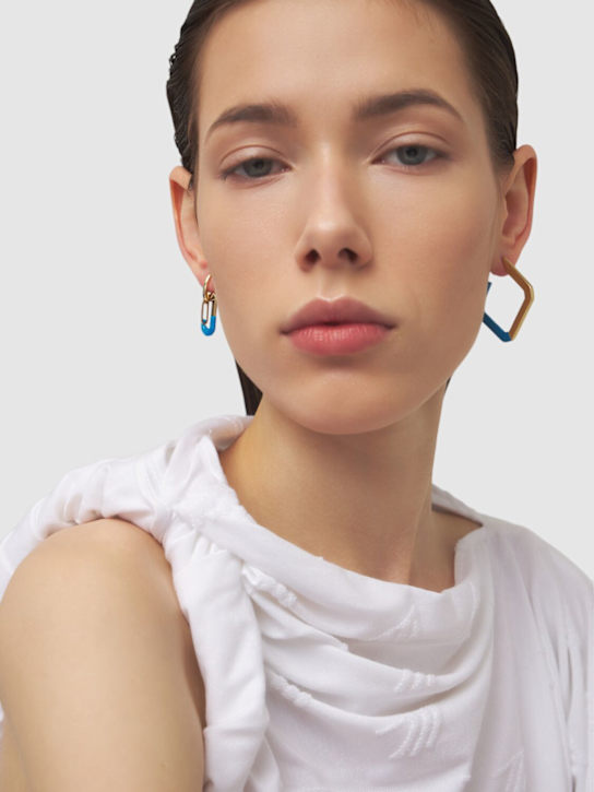 Allegra 18kt gold & rubber mono earring - Thumbnail 2