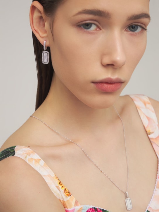 EÉRA: Tokyo 18kt & pavé diamond mono earring - Kristal/Gümüş - women_1 | Luisa Via Roma
