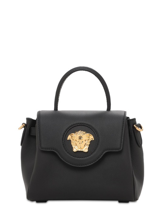 Versace: Small leather Medusa top handle bag - Black - women_0 | Luisa Via Roma