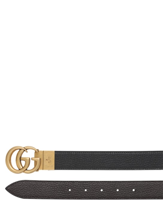 Gucci: 3cm GG reversible leather belt - Siyah/Kahverengi - men_1 | Luisa Via Roma