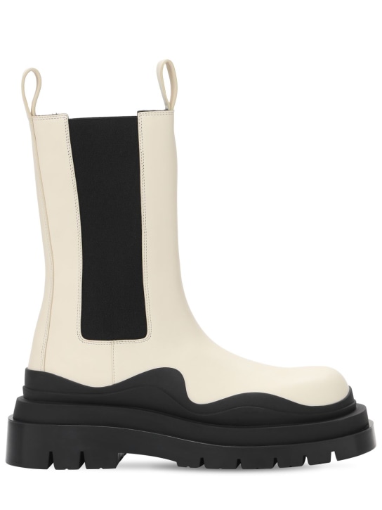 Bottega Veneta: 55mm Tire leather beatle boots - Off-White - women_0 | Luisa Via Roma