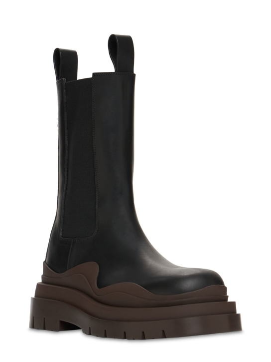 Bottega Veneta: 55mm Tire leather beatle boots - Siyah/Kahverengi - women_1 | Luisa Via Roma