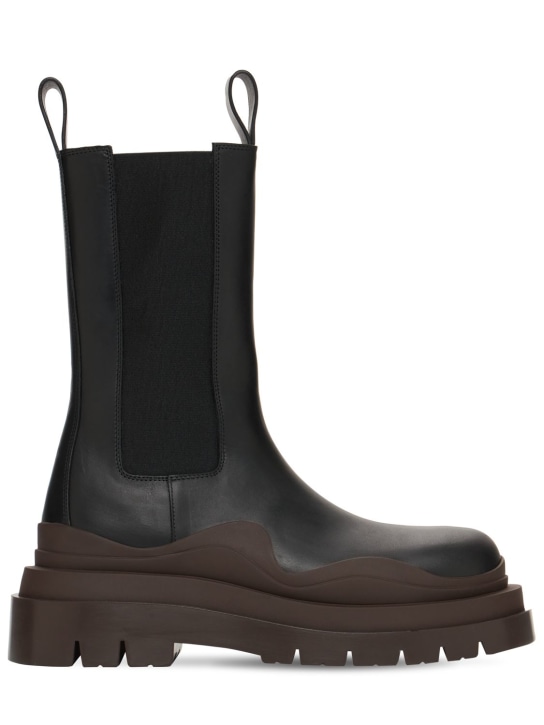 Bottega Veneta: 55mm Tire leather beatle boots - Siyah/Kahverengi - women_0 | Luisa Via Roma