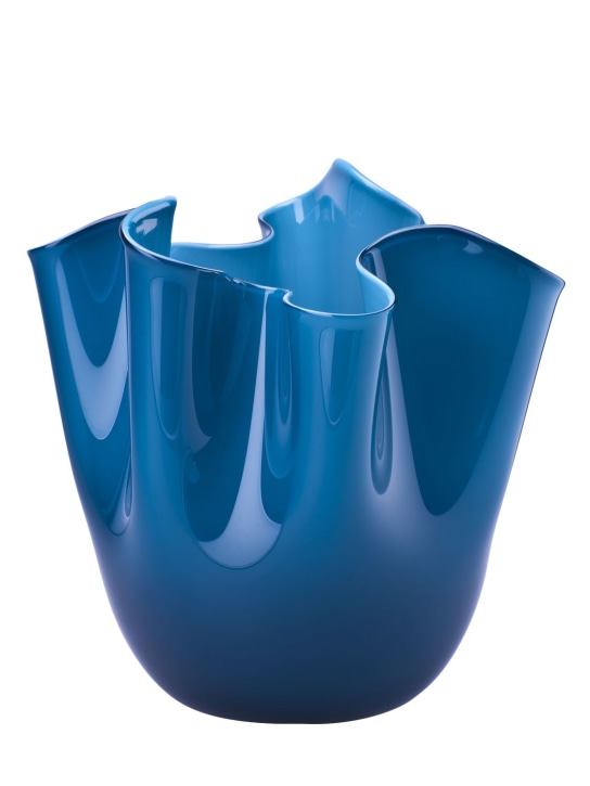 Venini: Vase moyen bicolore Fazzoletto - Horizon/Aquamar - ecraft_0 | Luisa Via Roma