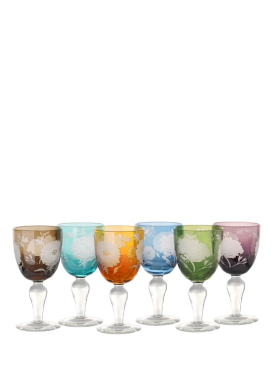 Polspotten: Lot de 6 verres à vin multicolores Peony - ecraft_0 | Luisa Via Roma