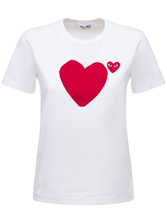 Comme des Garçons Play: Logo cotton jersey t-shirt - women_0 | Luisa Via Roma