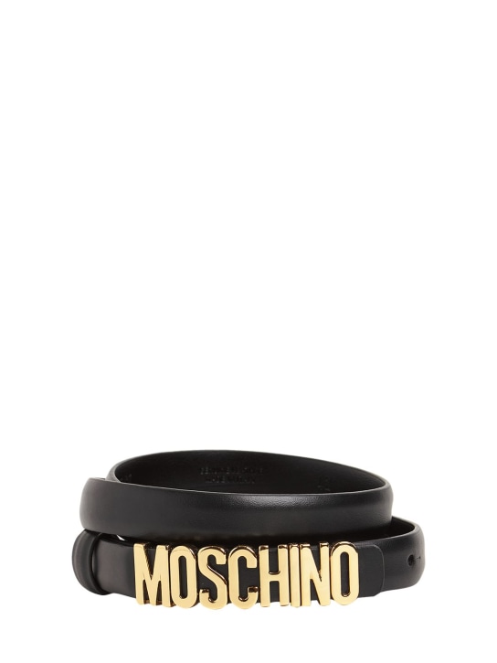 Moschino: 2CM 골드 로고 가죽 벨트 - women_0 | Luisa Via Roma