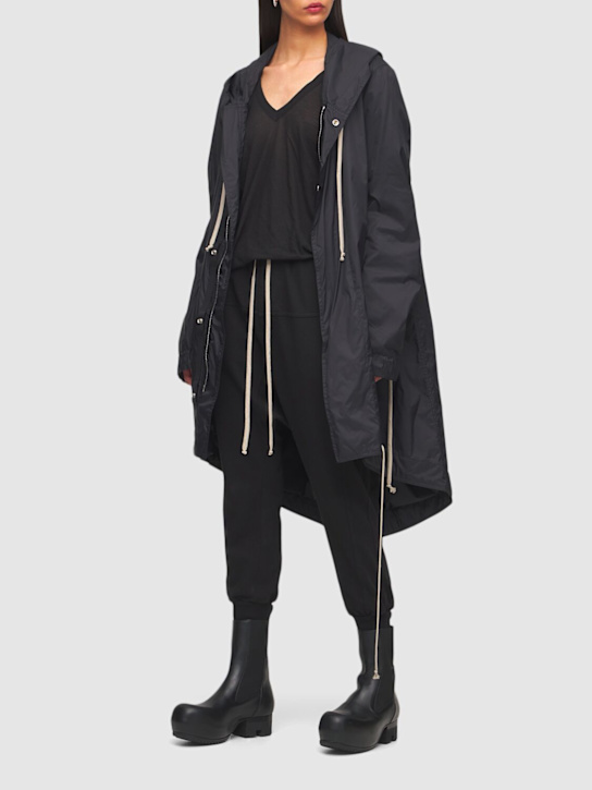 Rick Owens: Sheer cotton jersey long t-shirt - women_1 | Luisa Via Roma