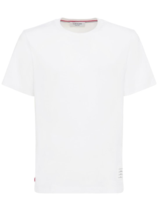 Thom Browne: 休闲版型棉质平纹针织T恤 - 白色 - men_0 | Luisa Via Roma