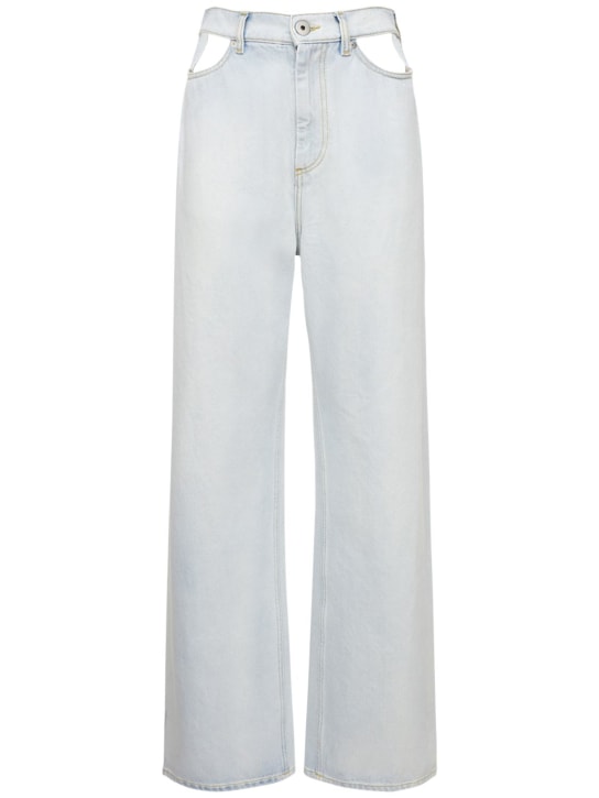 Maison Margiela: Cutout cotton denim wide leg jeans - women_0 | Luisa Via Roma