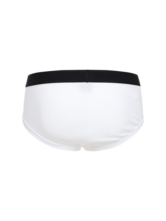 Tom Ford: Pack of 2 logo stretch cotton briefs - White - men_4 | Luisa Via Roma