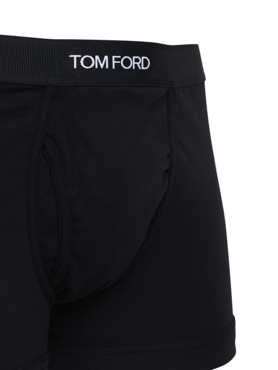 Tom Ford: Pack of 2 logo cotton boxer briefs - Black - men_3 | Luisa Via Roma