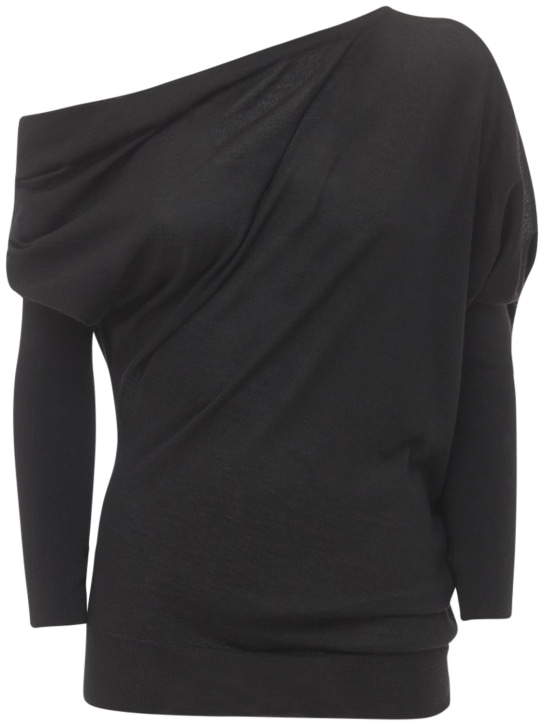 Tom Ford: 케시미어 실크 니트 스웨터 - 블랙 - women_0 | Luisa Via Roma