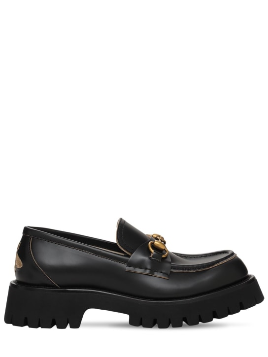Gucci: 25mm Harald leather loafers - Black - women_0 | Luisa Via Roma