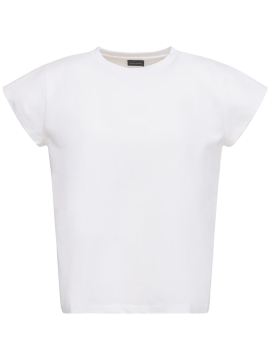 Magda Butrym: T-shirt in jersey di cotone con logo gommato - Bianco - women_0 | Luisa Via Roma