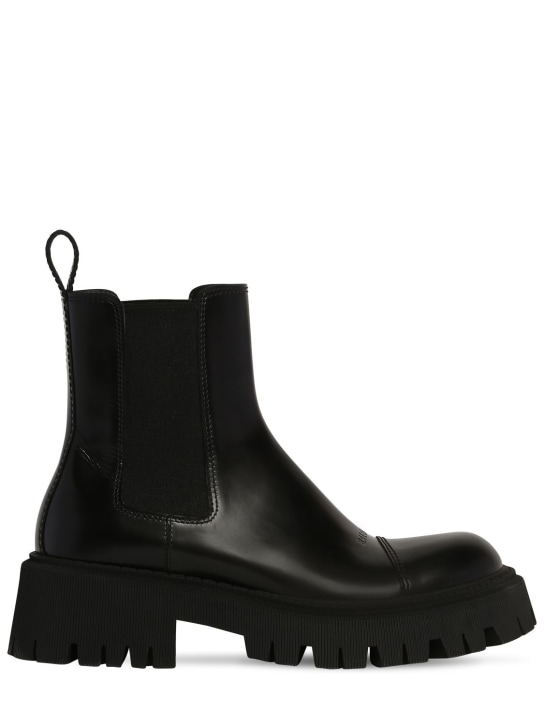 Balenciaga: Tractor Bootie L20 leather boots - Black - men_0 | Luisa Via Roma
