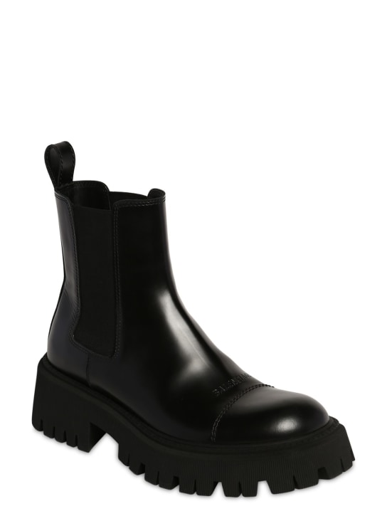 Balenciaga: Tractor Bootie L20 leather boots - Black - men_1 | Luisa Via Roma