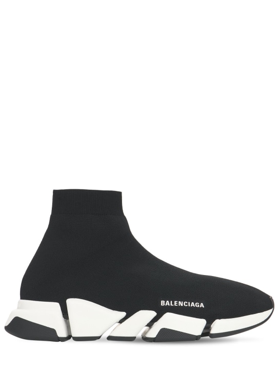 Balenciaga: Speed 2.0 knit sport sneakers - Black/White - men_0 | Luisa Via Roma