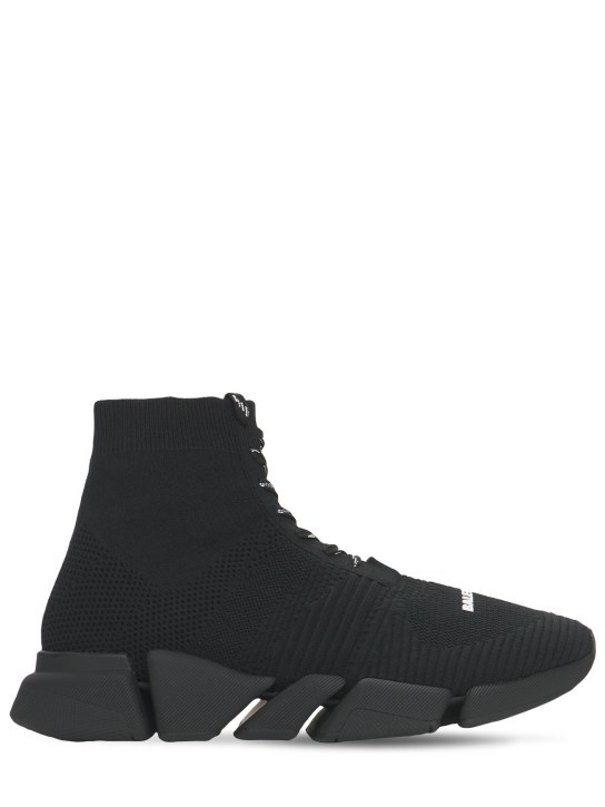 Balenciaga: “SPEED 2.0”针织系带运动鞋 - 黑色 - men_0 | Luisa Via Roma