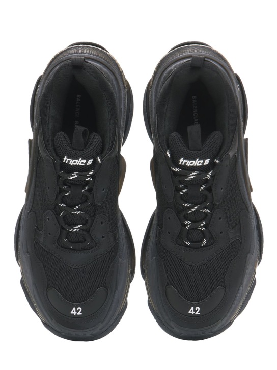 Balenciaga: Triple S Clear Sole运动鞋 - 黑色 - men_4 | Luisa Via Roma