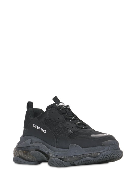 Balenciaga: Triple S Clear Sole运动鞋 - 黑色 - men_2 | Luisa Via Roma