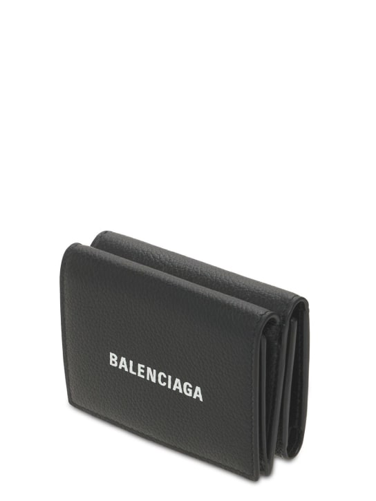Balenciaga: Portefeuille en cuir à logo - Noir - men_1 | Luisa Via Roma