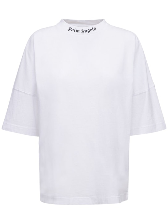 Palm Angels: T-shirt in jersey di cotone - Bianco - women_0 | Luisa Via Roma