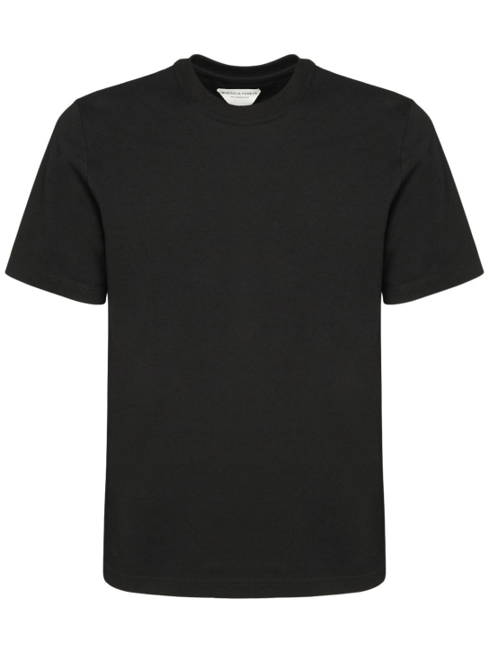 Bottega Veneta: T-shirt en jersey de coton léger - Noir - men_0 | Luisa Via Roma