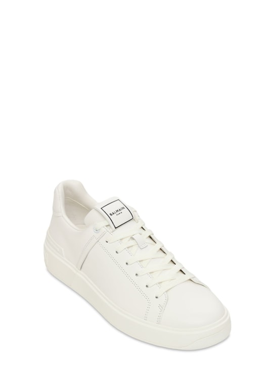 Balmain: B Court leather low top sneakers - White - men_1 | Luisa Via Roma