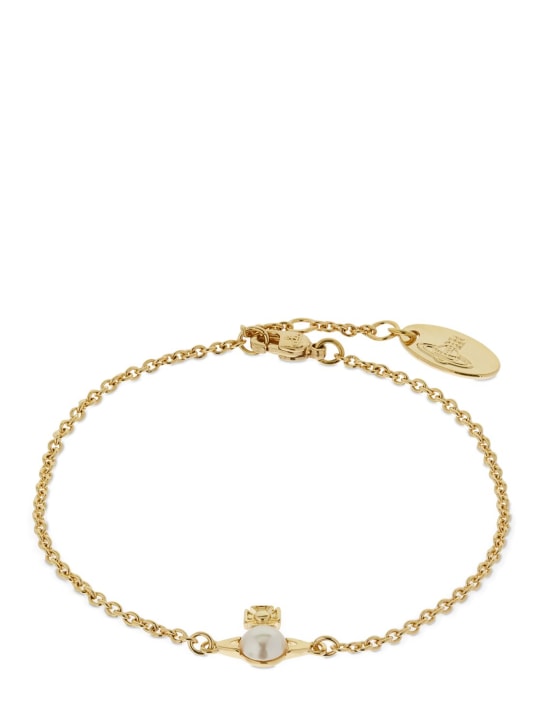 Vivienne Westwood: Bracelet en fausses perles Balbina - Or/Blanc - women_0 | Luisa Via Roma