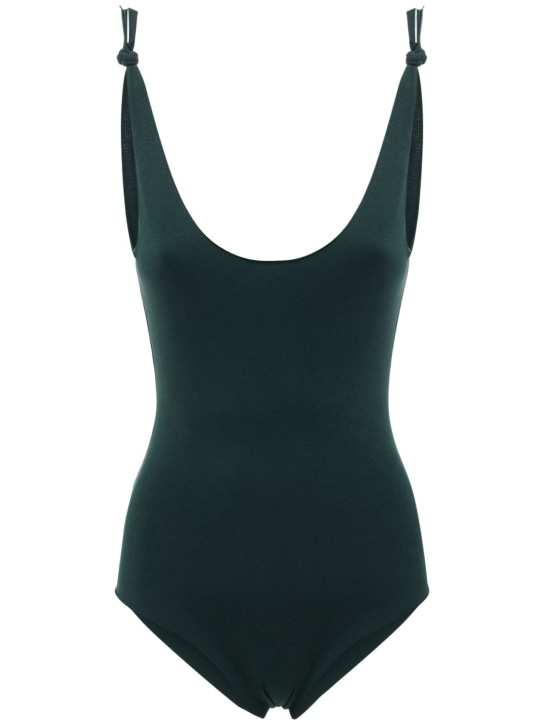 Isole & Vulcani: Seamless jersey one piece swimsuit - Koyu Yeşil - women_0 | Luisa Via Roma