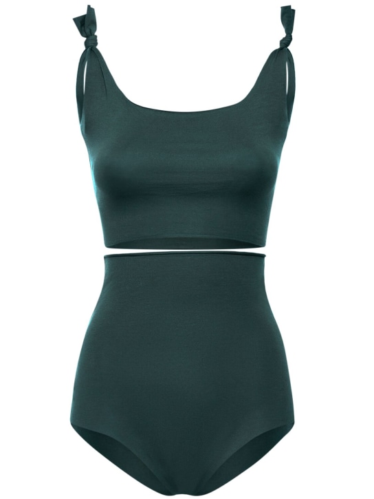 Isole & Vulcani: Seamless cotton jersey bikini - Dark Green - women_0 | Luisa Via Roma