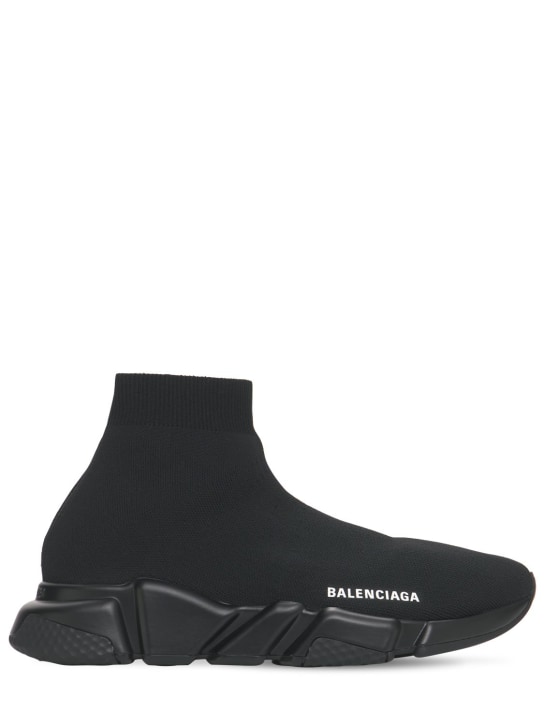 Balenciaga: 30mm Speed recycled knit sneakers - Siyah - women_0 | Luisa Via Roma