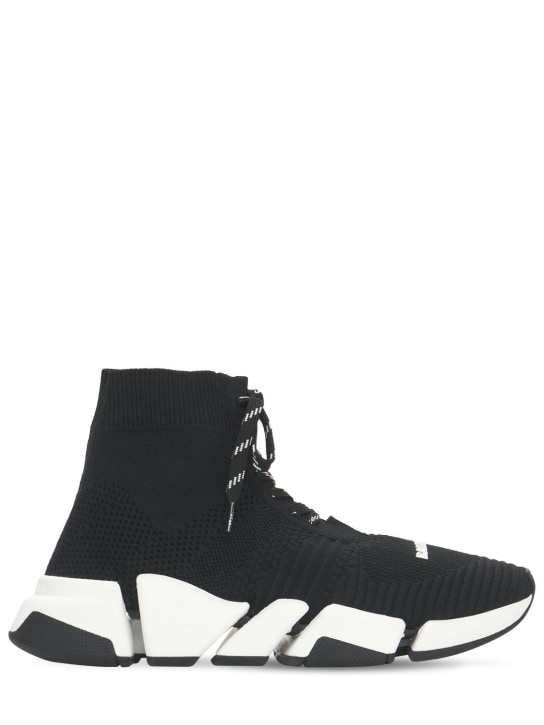 Balenciaga: 30mm Speed 2.0 knit sneakers - Siyah/Beyaz - women_0 | Luisa Via Roma