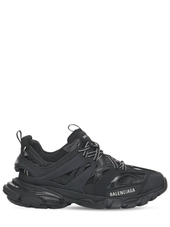 Balenciaga: 30mm Track faux leather & mesh sneakers - Black - women_0 | Luisa Via Roma