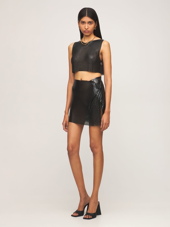 FANNIE SCHIAVONI: Minifalda de malla envolvente - Negro - women_1 | Luisa Via Roma