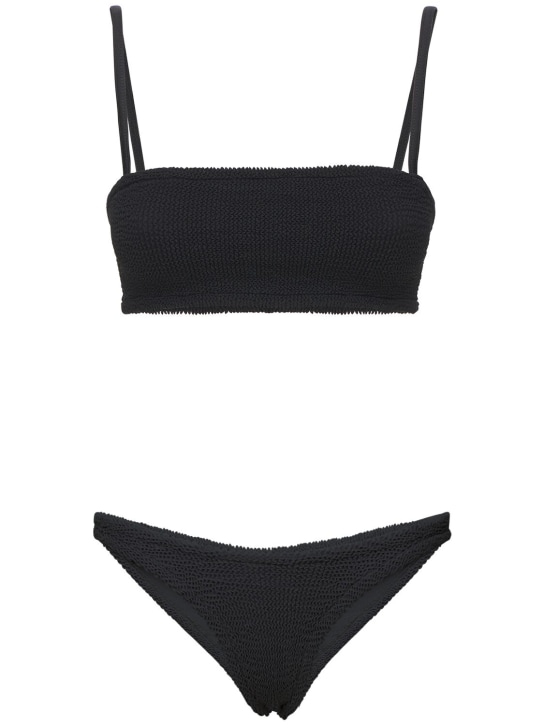 Hunza G: Gigi seersucker bikini set - Siyah - women_0 | Luisa Via Roma