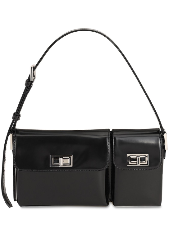 BY FAR: Billy semi patent leather shoulder bag - Black - women_0 | Luisa Via Roma