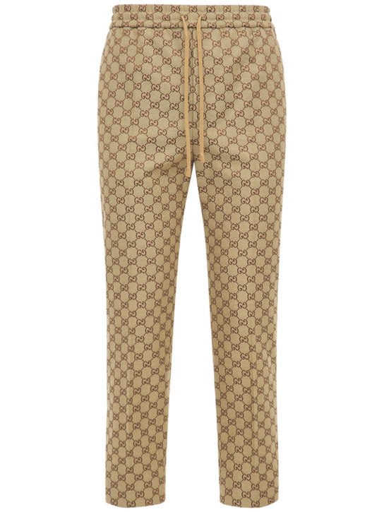 Gucci: Pantaloni in tela di misto cotone GG - men_0 | Luisa Via Roma