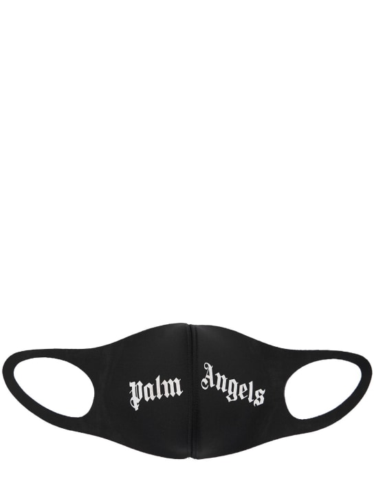 Palm Angels: LOGO印花科技织物口罩 - 黑色/白色 - men_0 | Luisa Via Roma