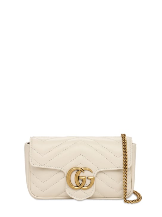 Gucci: Supermini GG Marmont leather bag - Mystic White - women_0 | Luisa Via Roma