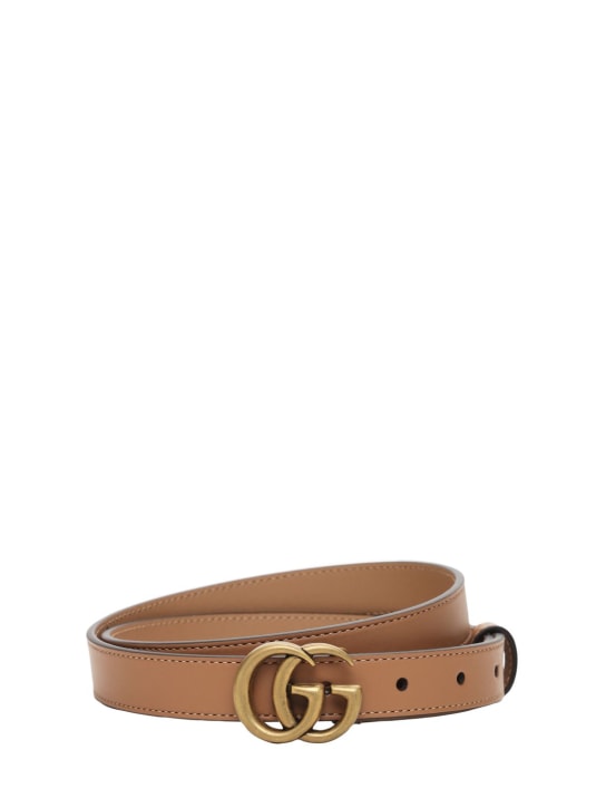 Gucci: 2cm GG Marmont leather belt - Natural Tan - women_0 | Luisa Via Roma