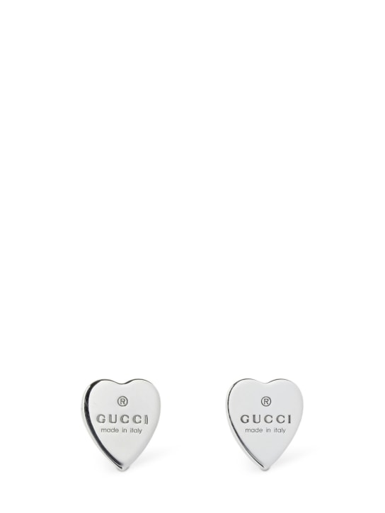Gucci: Heart stud earrings - Silver - women_0 | Luisa Via Roma