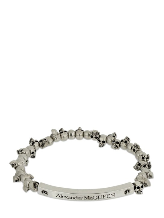 McQueen: Beaded skull brass bracelet - men_0 | Luisa Via Roma