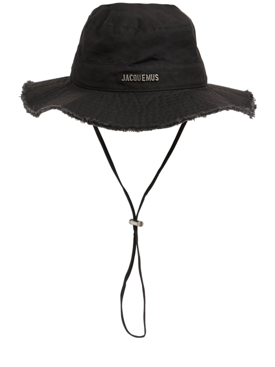 Jacquemus: Le Bob Artichaut canvas bucket hat - Black - men_0 | Luisa Via Roma