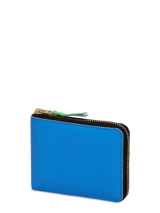 Comme des Garçons Wallet: Super fluo leather zip-around wallet - Mavi - men_1 | Luisa Via Roma