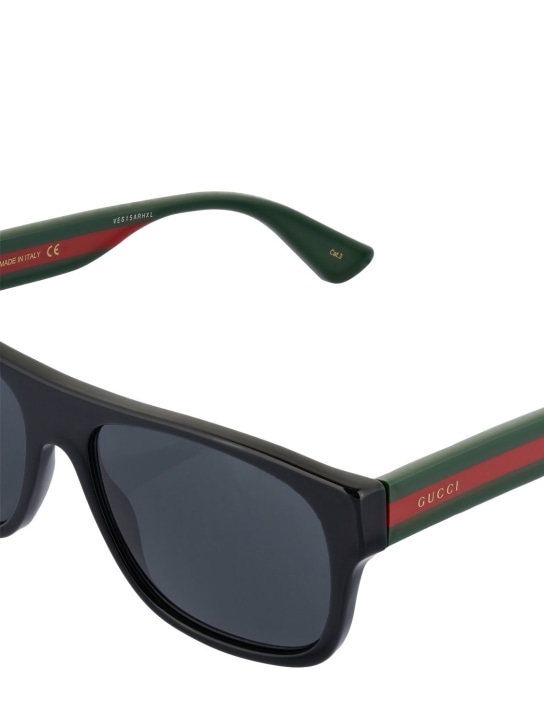 Gucci: Web motif squared acetate sunglasses - Black/Multi - men_1 | Luisa Via Roma