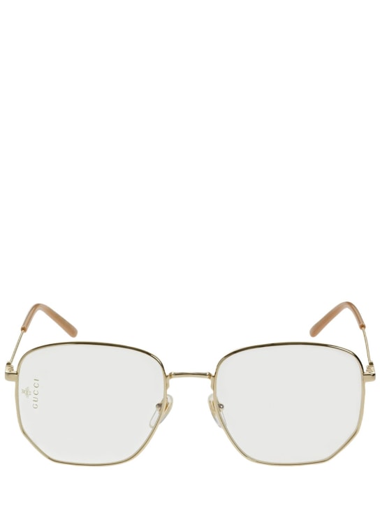 Gucci: “GG0396S”方形金属框光学眼镜 - 金色 - women_0 | Luisa Via Roma