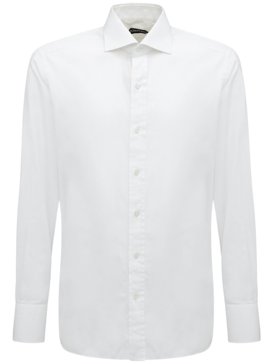 Tom Ford: Camicia in popeline di cotone - Bianco - men_0 | Luisa Via Roma