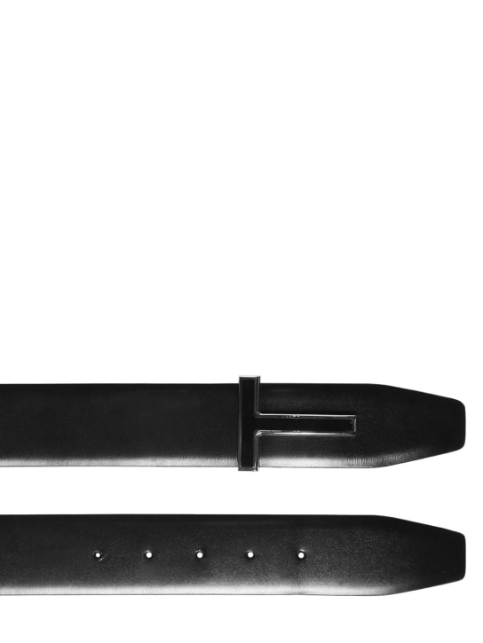 Tom Ford: 4厘米两面T形装饰皮革腰带 - 黑色 - men_1 | Luisa Via Roma